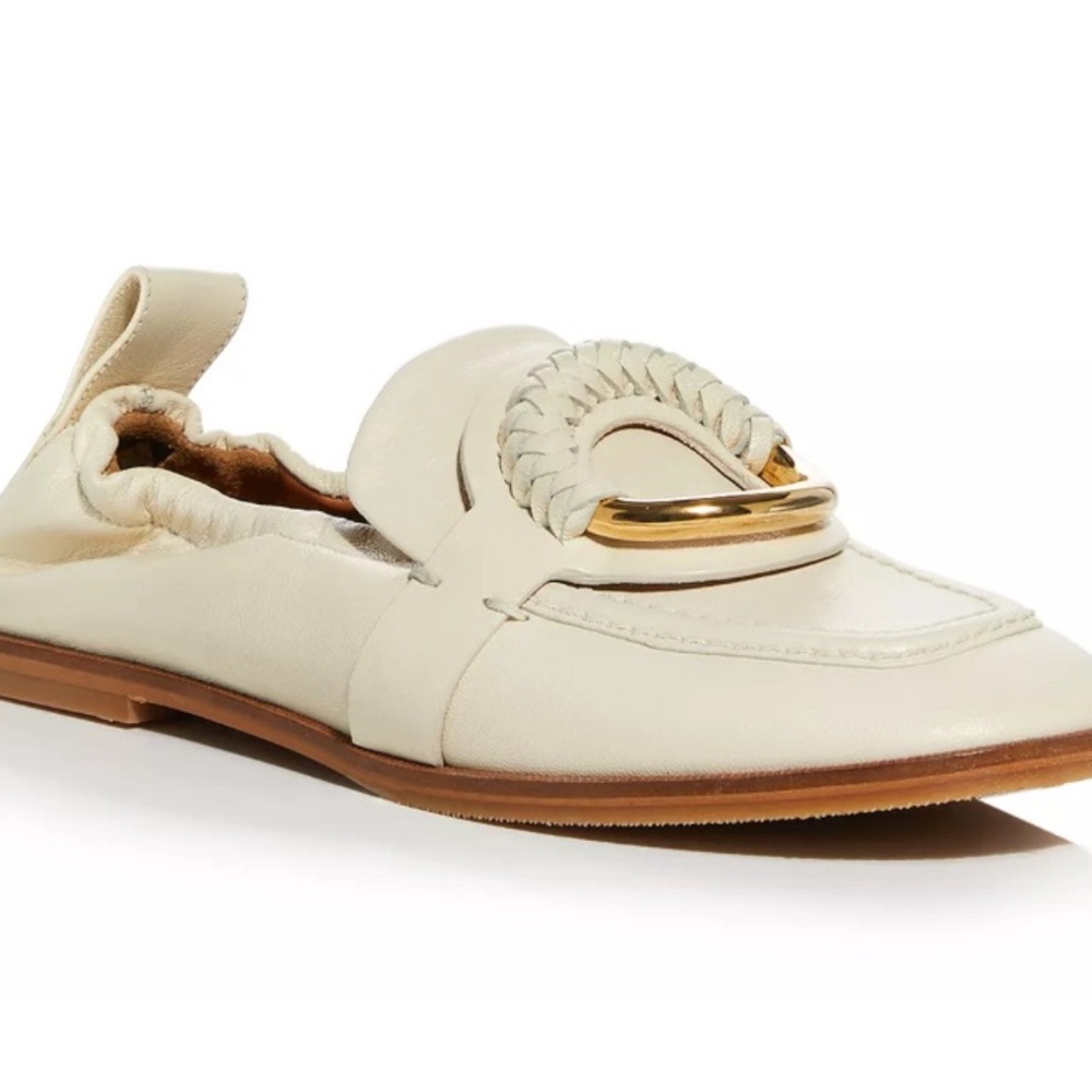 See by Chloe NEW never worn flat loafers bone/off white Size 9 1/2 US 41 Euro